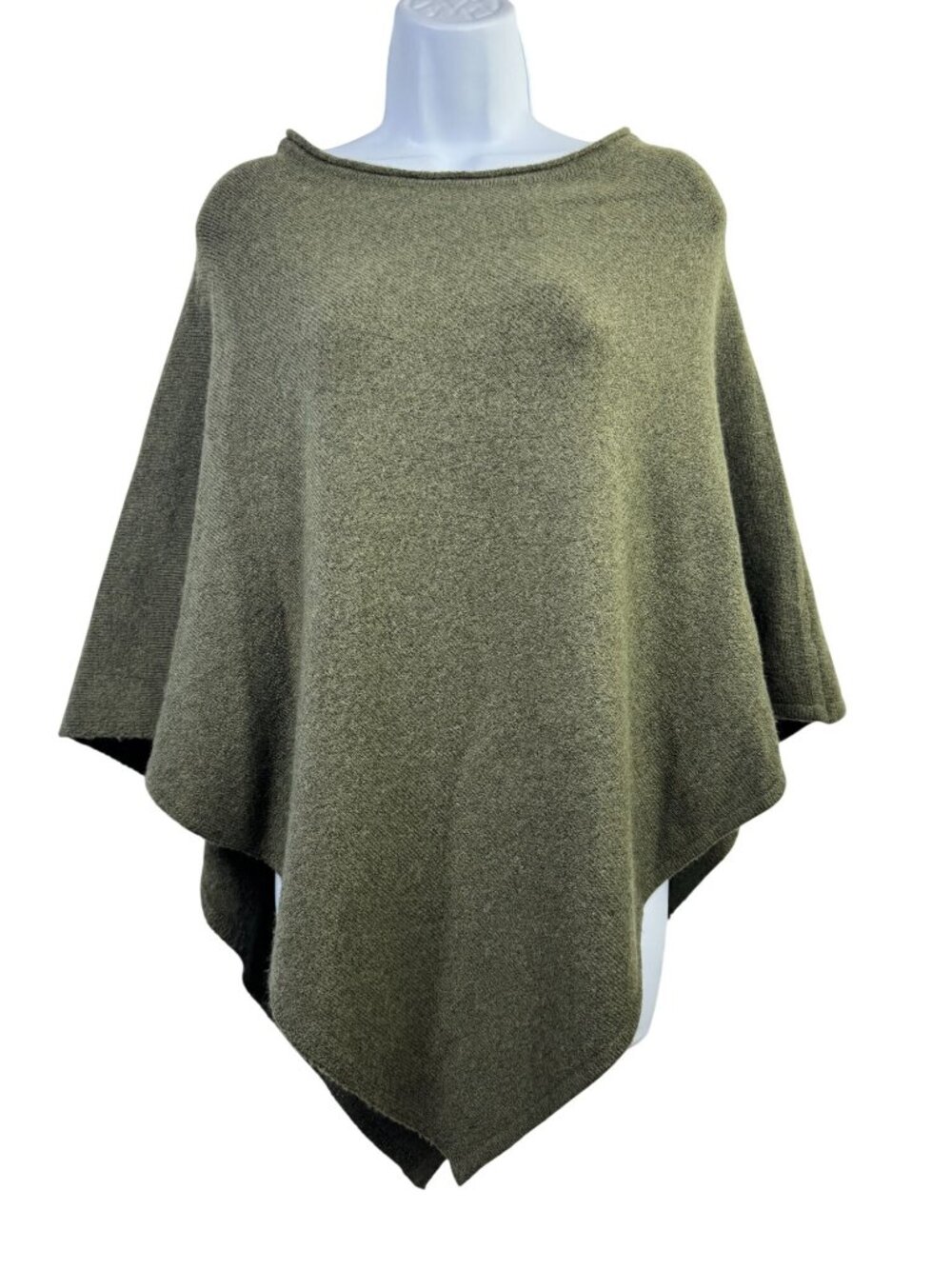 Tabitha Webb Olive Green Knit Poncho Wool Blend Sweater OS Medium Earthy Cozy